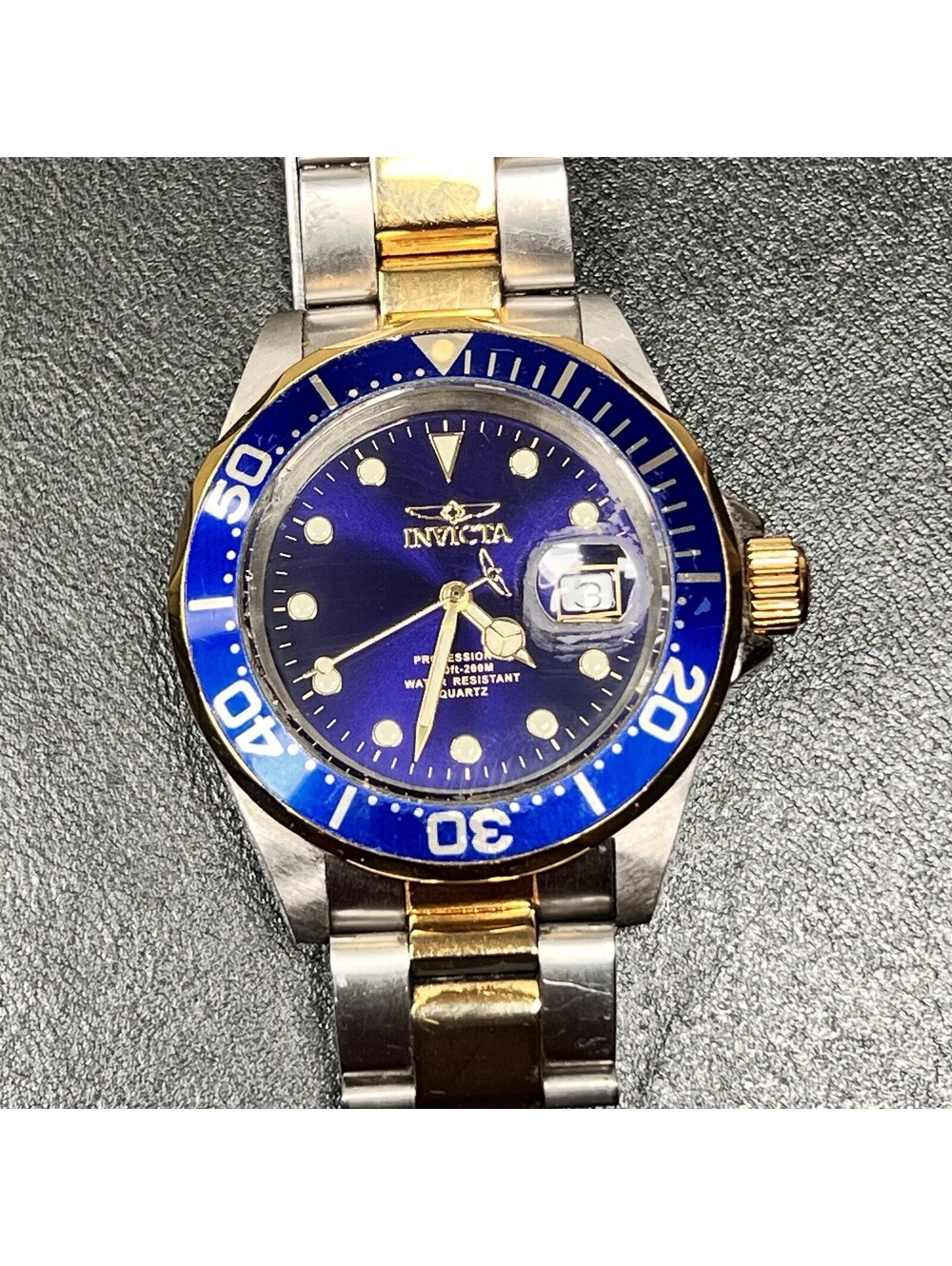 Invicta Men’s Pro Diver Watch Automatic Blue Dial Two Tone Stainless Steel Used